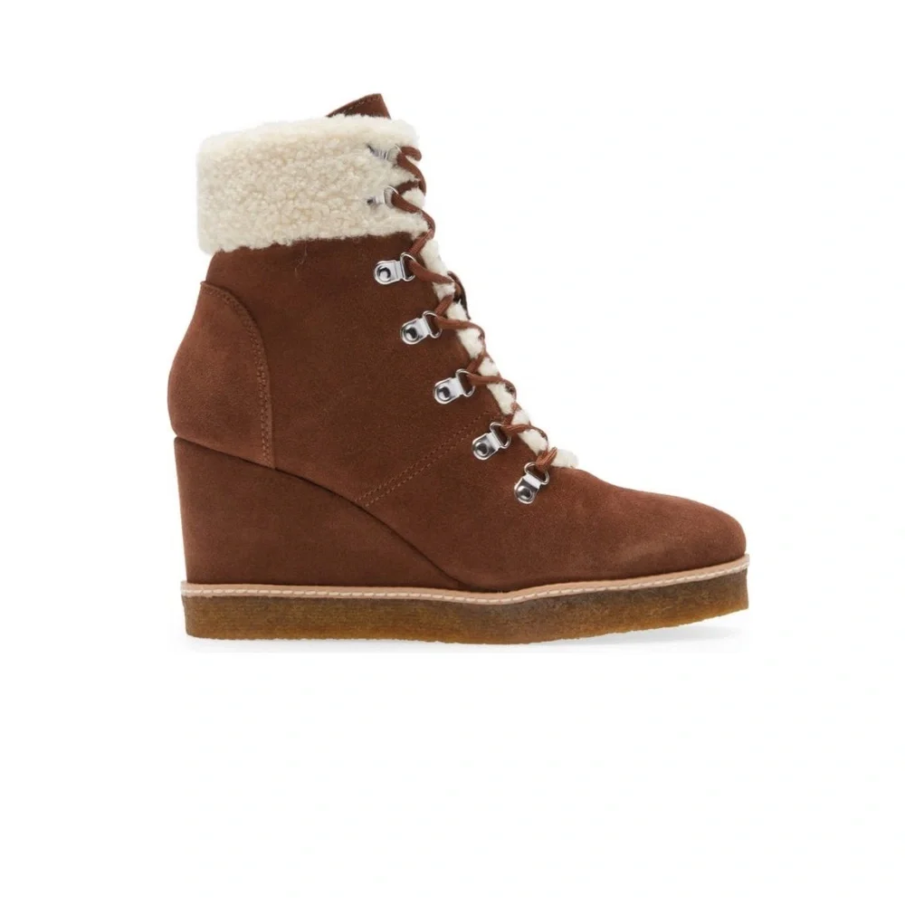 Steve Madden Marcel Wedge Suede Bootie Faux‎ Shearling